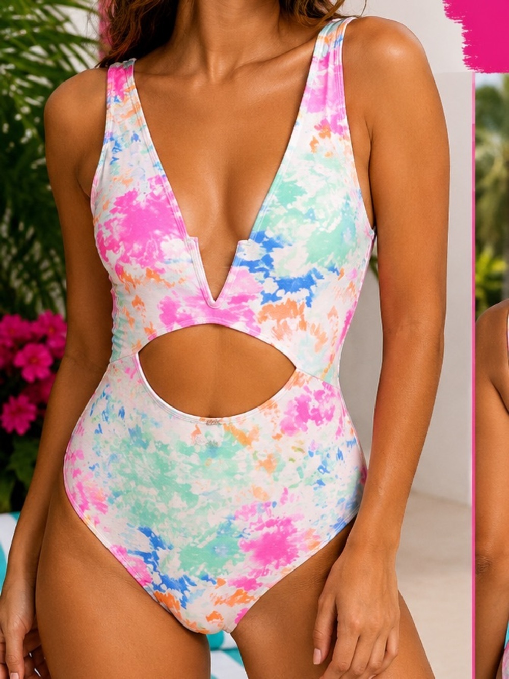 HEAT Colorful Tie-Dye One-Piece Swimsuit XL